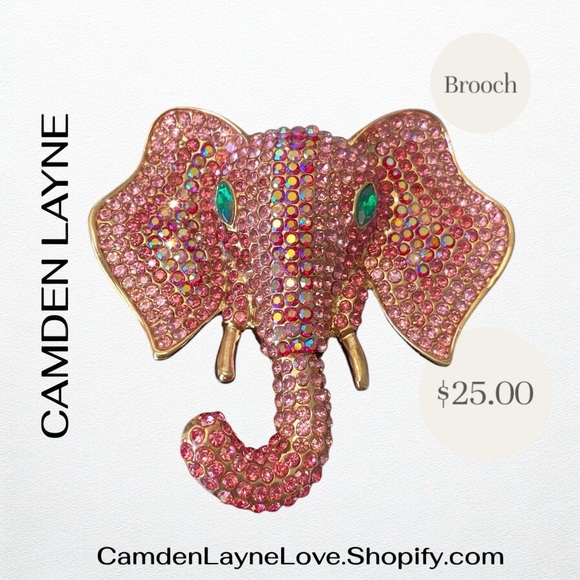 Camden Layne Pink Elephant Brooch - Picture 1 of 2